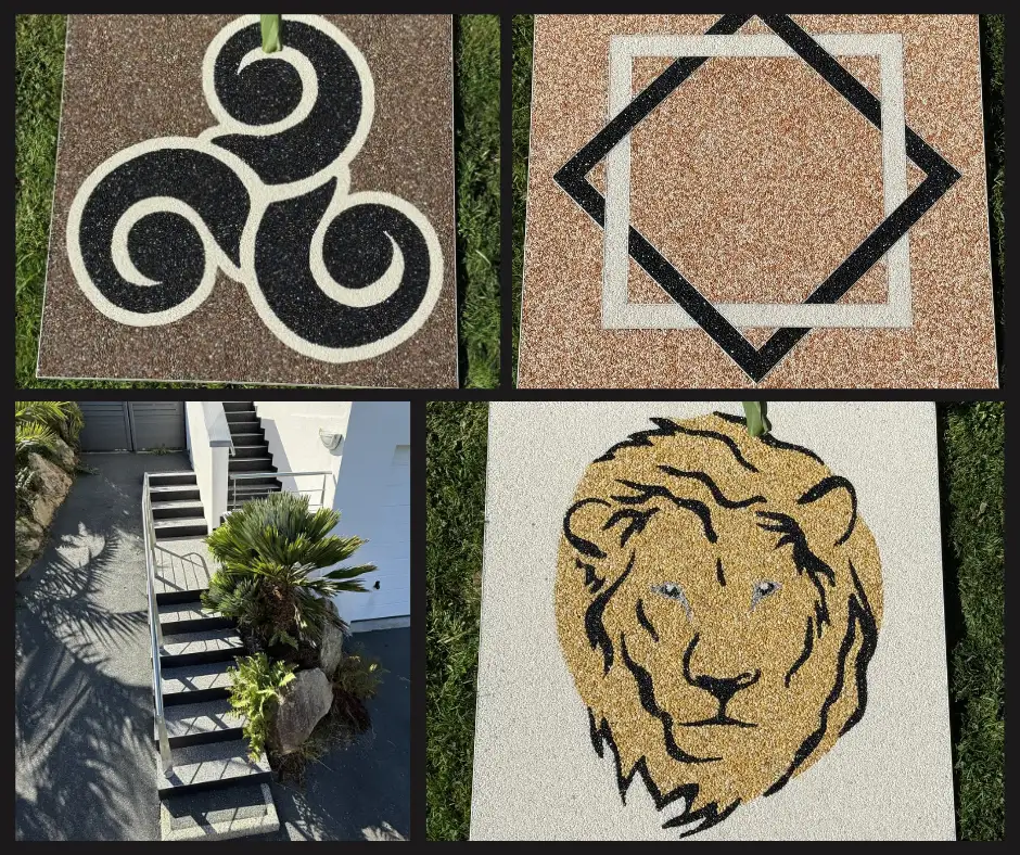 motifs et sol moquette de pierre résine marbre